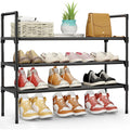 Kitsure Shoe Rack - 3-Tier Shoe Organizer, Shoe Rack For Closet, Entryway, Bedroom, Easy- Assembly Storage Shelf With Side Handles, 27.6" Wide - 3 Tiers, Black