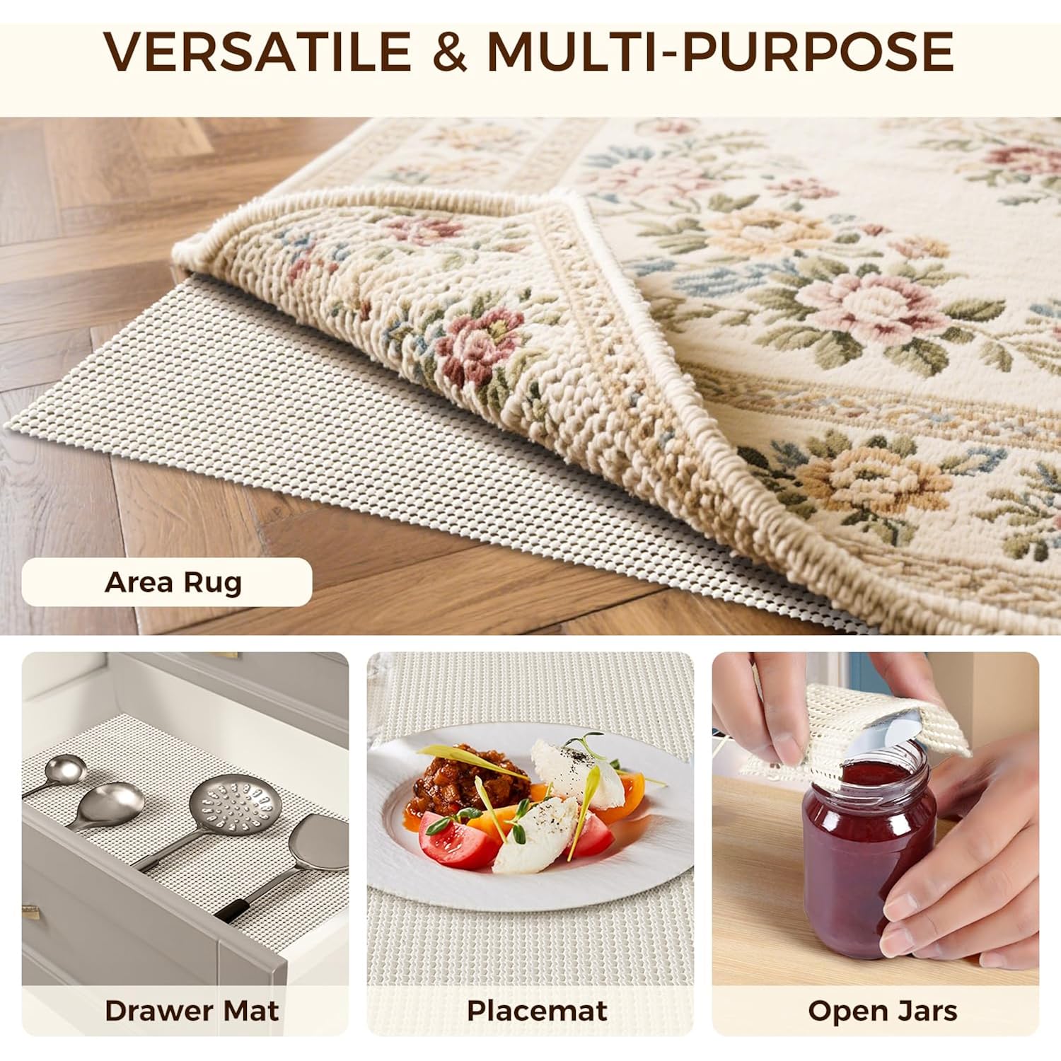 BAGAIL BASICS 8 x 10 FT Rug Pad Gripper for Hardwood Floors, Non Slip Rug Pads for Area Rugs, Extra Thick Under Rug Padding, Protect Your Rugs & Floors