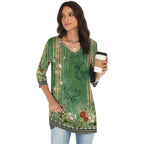 Tunic Tops for Women Loose Fit Dressy 3/4 Sleeve V Neck T Shirts Spring Tops for Women 2026