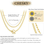 CHESKY Layered Necklaces for Women, 14K Gold Plated Chain Necklace Women Trendy Cuban Link Paperclip Chain Toggle Clasp Necklace Fashion Chunky Jewelry for Women