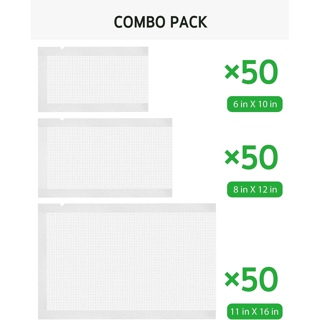 Syntus Vacuum Sealer Bags, 150 Gallon 11" X 16" And Quart 8" X 12" And Pint 6" X 10" Commercial Grade Precut Bag, Bpa Free Food Vac Bags For Storage, Meal Prep Or Sous Vide
