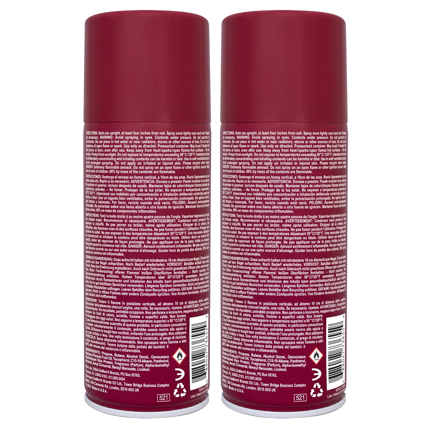 Demert Brands Nail Enamel Dryer Manicurist's Finishing Spray - (2-Pack) 7.5 fl oz Spray Can - Fast Drying