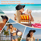 Women's Sun Visor Hats Wide Brim Straw Beach Hat Ponytail Hats for Women Foldable Floppy