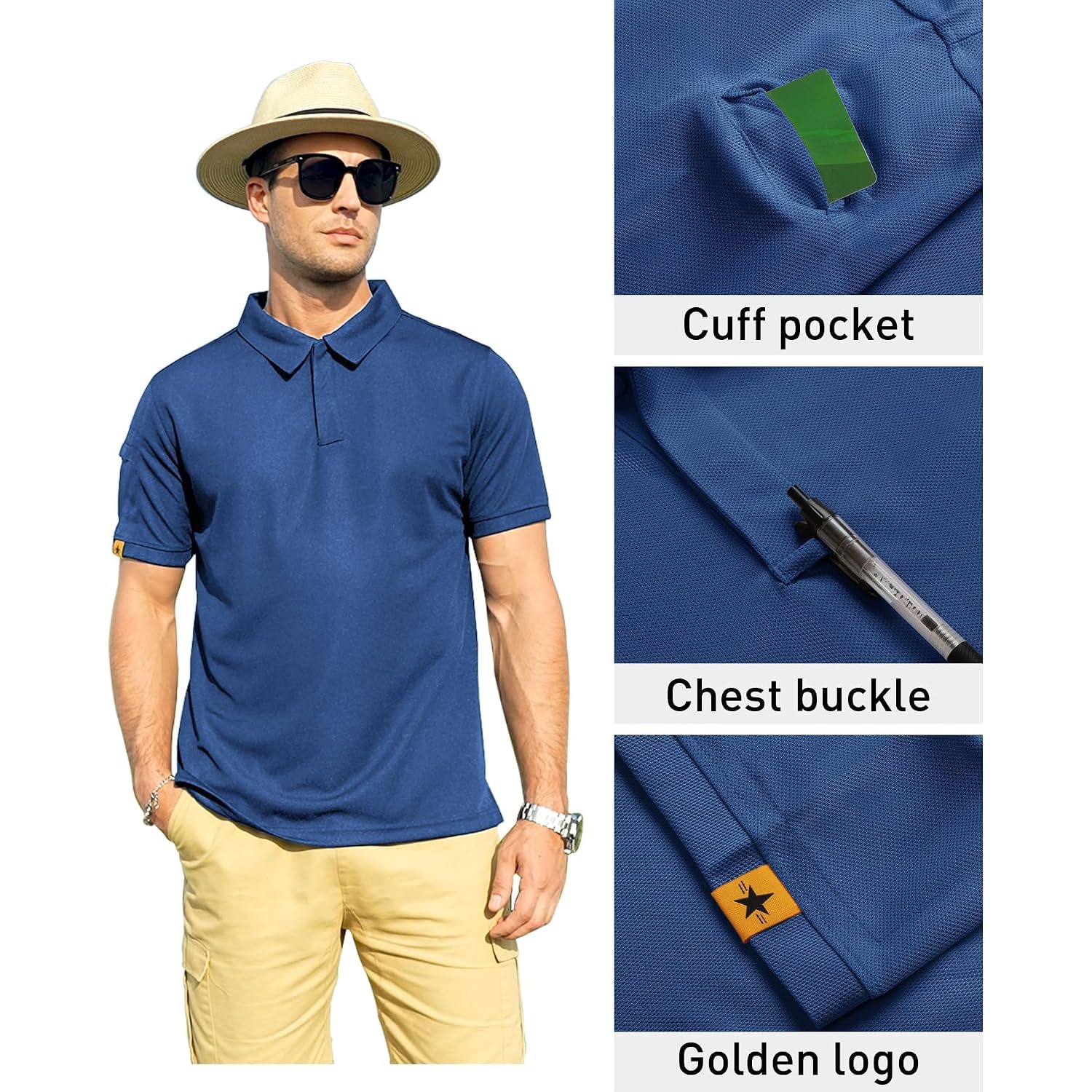 Zity Mens Polo Shirt Short Sleeve Sports Tactical T-Shirt Athletic Golf Polos Daily Casual Stylish Collared Shirts For Men