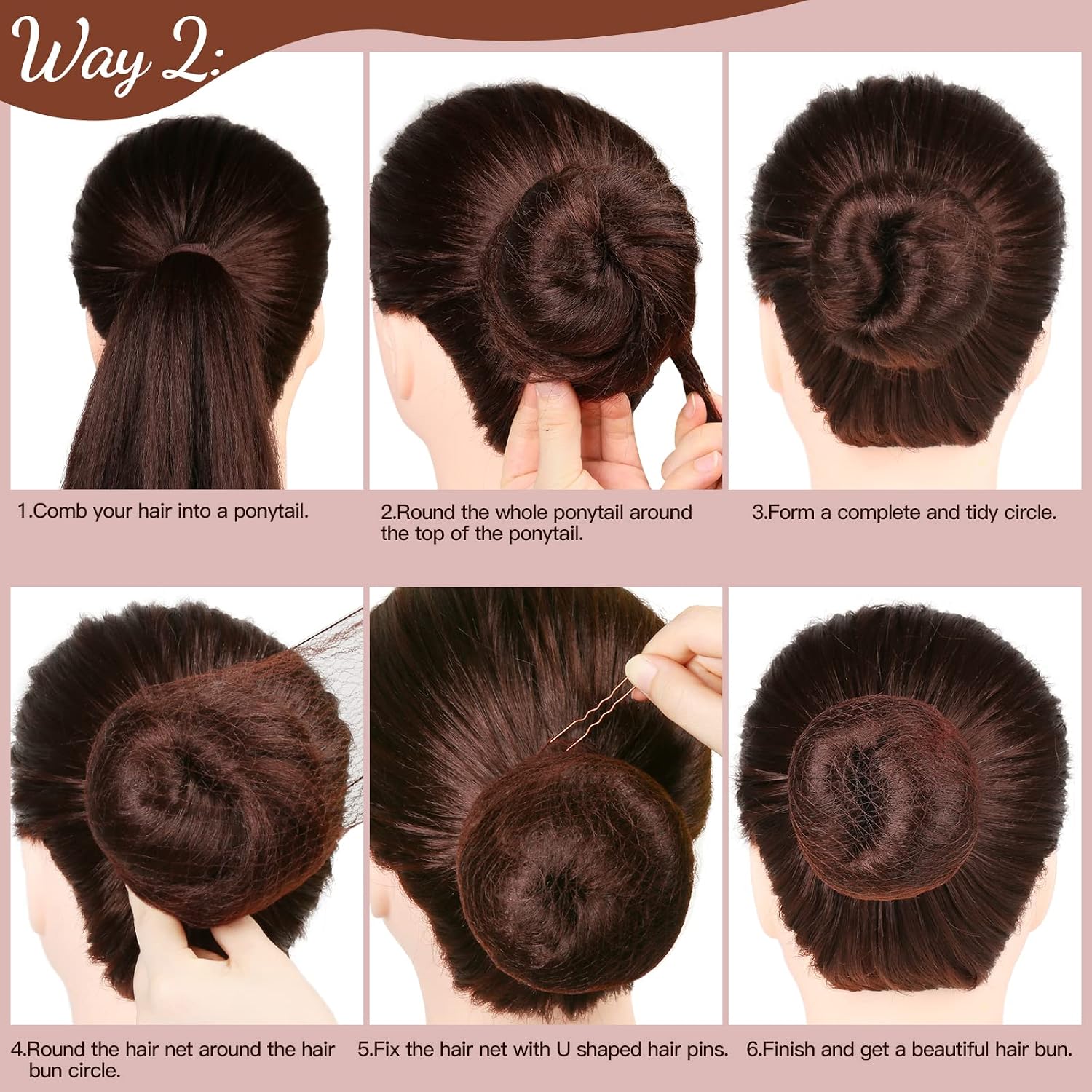 Fandamei Hair Accessories Set: 20Pcs Mesh Hair Nets Invisible And 40Pcs U Shaped Hair Pins For Women, Girls, Ballet Bun Maker & Dance (Hair Nets- 20 Inch(50Cm), Hair Pins- 2.4 Inch(6Cm)), Brown
