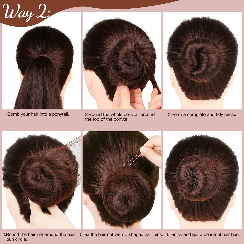 Fandamei Hair Accessories Set: 20Pcs Mesh Hair Nets Invisible And 40Pcs U Shaped Hair Pins For Women, Girls, Ballet Bun Maker & Dance (Hair Nets- 20 Inch(50Cm), Hair Pins- 2.4 Inch(6Cm)), Brown