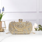Covelin Women's Rhinestone Decorated Evening Bag, Tote Shoulder Crossbody Handbag with Chain