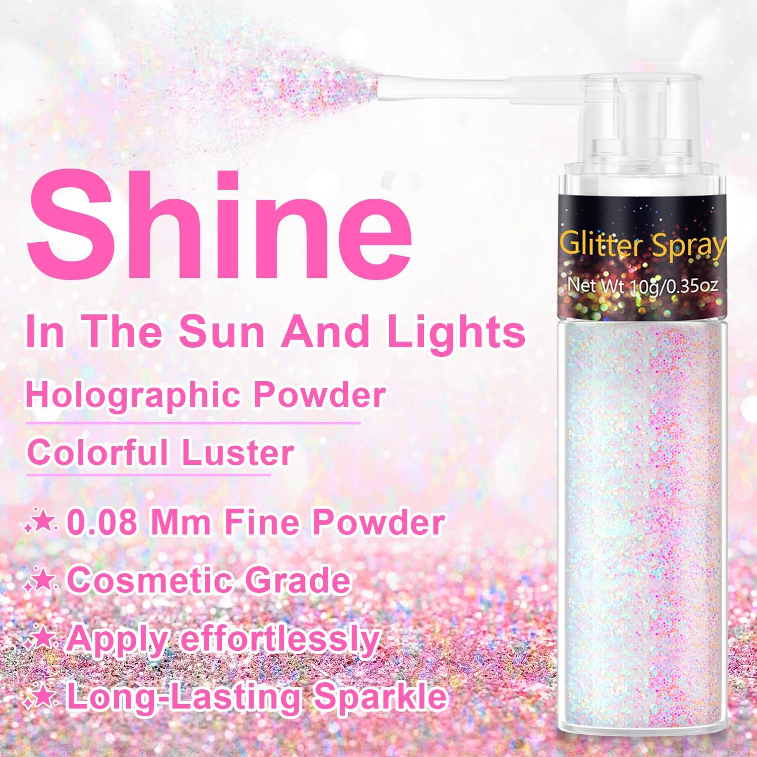 1Pc Hair And Body Glitter Spray, Shimmering Powder Sparkle Powder Makeup, Glitter Loose Sparkle Makeup For Body Highlighter,Festival Prom Rave Accessories，10G (Pastel)