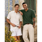 Jmierr Mens Polo Shirt Textured Knit Button Casual Short Sleeve Summer Vacation Beach Stretchy Golf Shirts