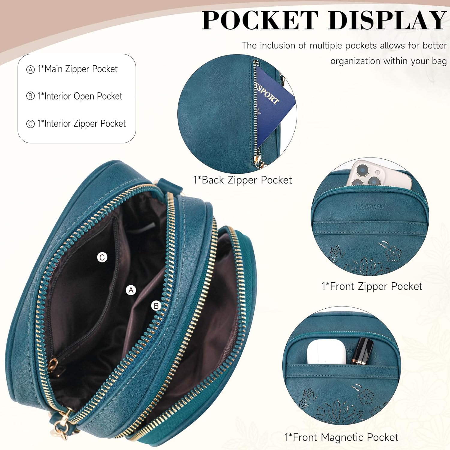 Small Crossbody Bags for Women, RFID Phone Purse with Card Slots, Triple Compartments Lightweight Shoulder Bag