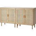 Vevor Rattan Buffet Cabinet With Storage, 4 Magnetic Doors And Adjustable Shelves, Sideboard For Hallway, Living Room, Kitchen, Natural