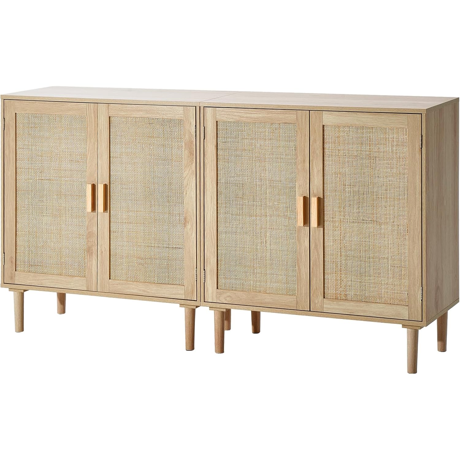 Vevor Rattan Buffet Cabinet With Storage, 4 Magnetic Doors And Adjustable Shelves, Sideboard For Hallway, Living Room, Kitchen, Natural