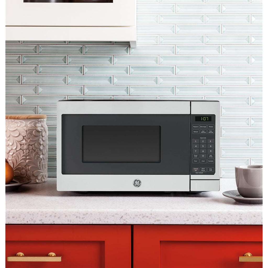 Ge Countertop Microwave, 700 Watt 0.7 Cu. Ft., Stainless Steel, Gcst07N1Wss | 4 Convenience Cook Settings, One-Touch Controls, Child Lock Technology, Glass Turntable, For Kitchen, Dorm, Office, Apartment