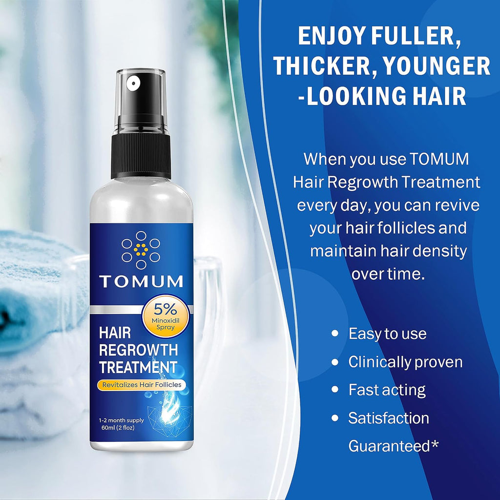 Minoxidil For Men And Women Hair Growth: 5% Minoxidil Topical Spray Hair Regrowth Treatment Stop Hair Thinning And Hair Loss For Stronger Thicker Longer Hair 60Ml 2 Pack