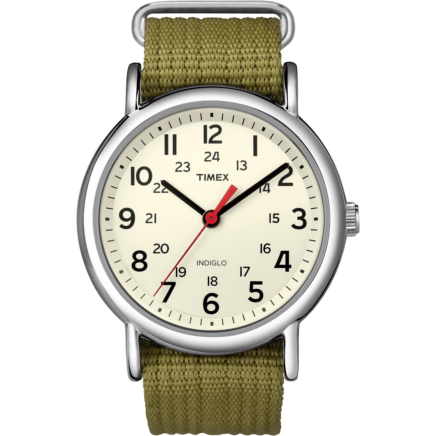 Timex Weekender 38Mm Unisex Analog Watch | Indiglo Backlight | Adjustable Durable Nylon Fabric Slip Through Strap | 24 Hour Time