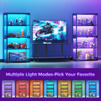 Aodk Glass Display Cabinet With Glass Doors, Rgb Light Display Case, 4-Tier Storage Cabinet Display Shelf For Showcase, Black Curio Cabinet For Collectibles