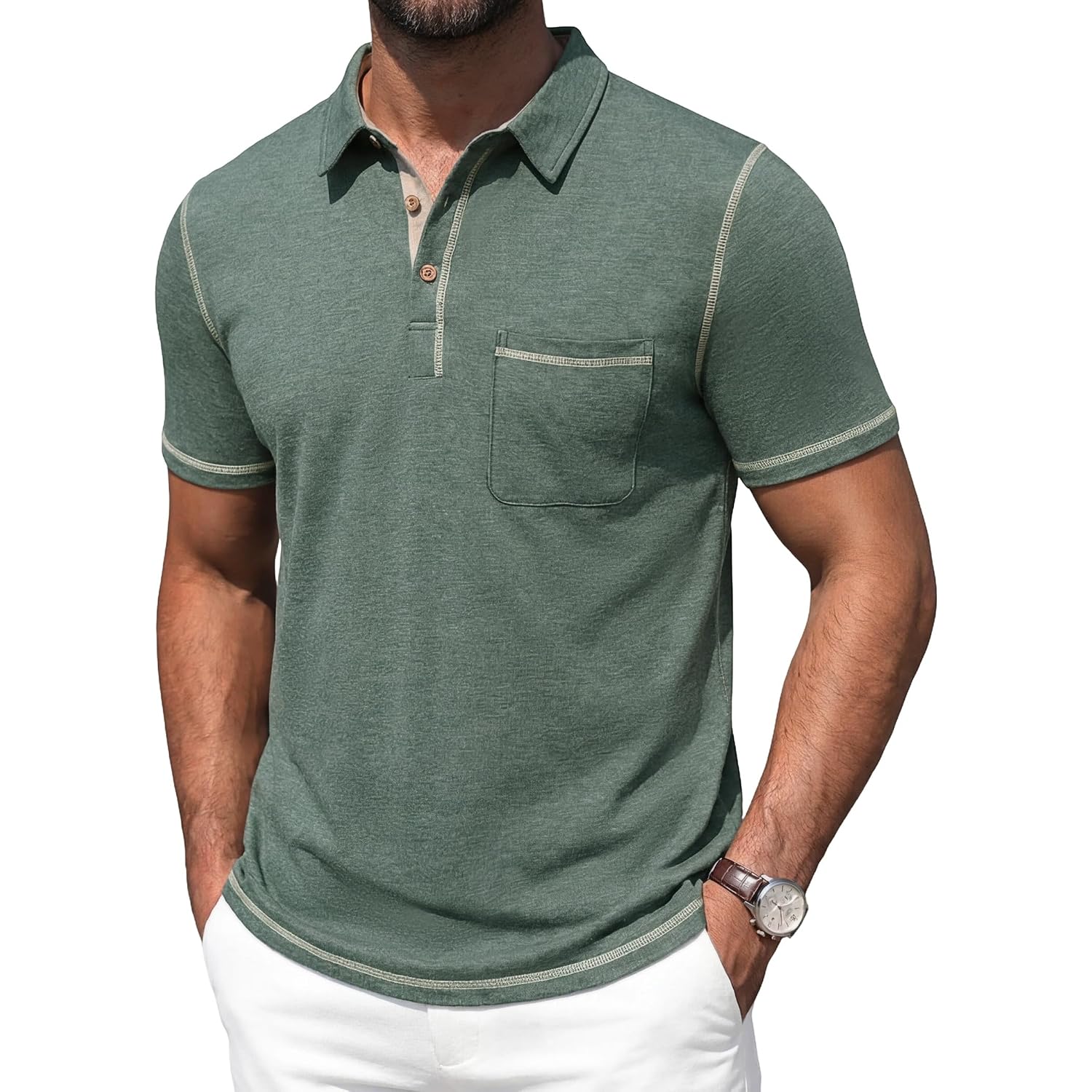 Mens Polo Shirts Short Sleeve Casual Summer Lightweight Cotton Golf Polo Shirts With Pocket