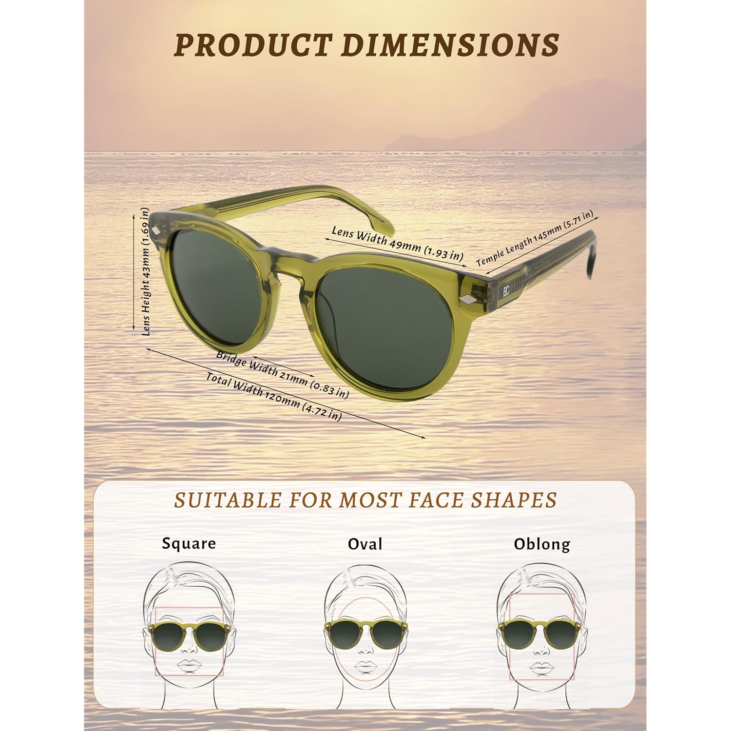 BIRCEN Womens Round Polarized Sunglasses: Retro Acetate Sun Glasses UV400 Protection Shades for Driving Beach Daily Wear