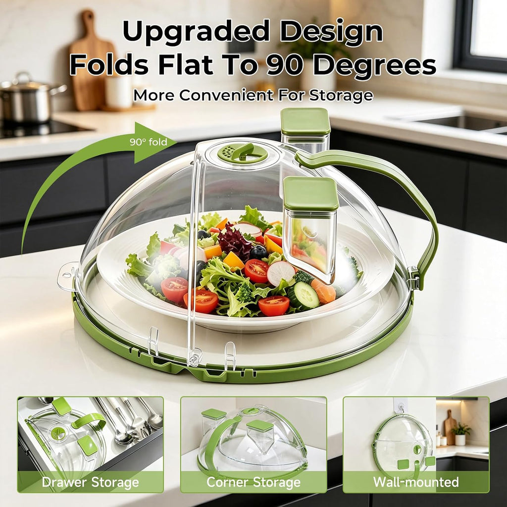 Uforu Microwave Splatter Cover With Water Steamer,Upgraded Foldable 10 Inch Microwave Cover For Food,Clear Plastic Plate Cover With Handle,Space-Saving Splatter Guard For Microwave