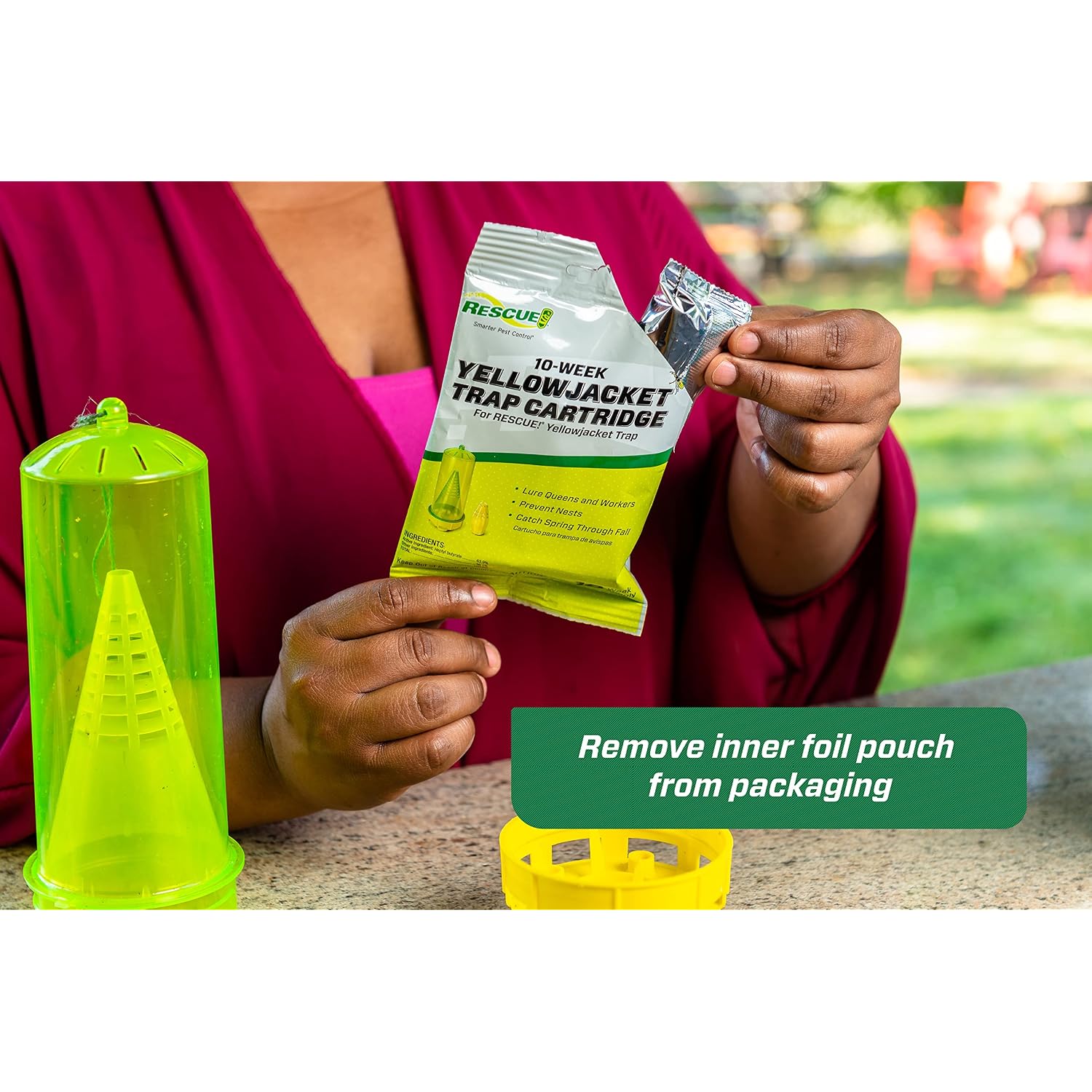 Rescue! Yellowjacket Attractant Cartridge (10 Week Supply) – For Rescue! Reusable Yellowjacket Traps - (5 Pack)