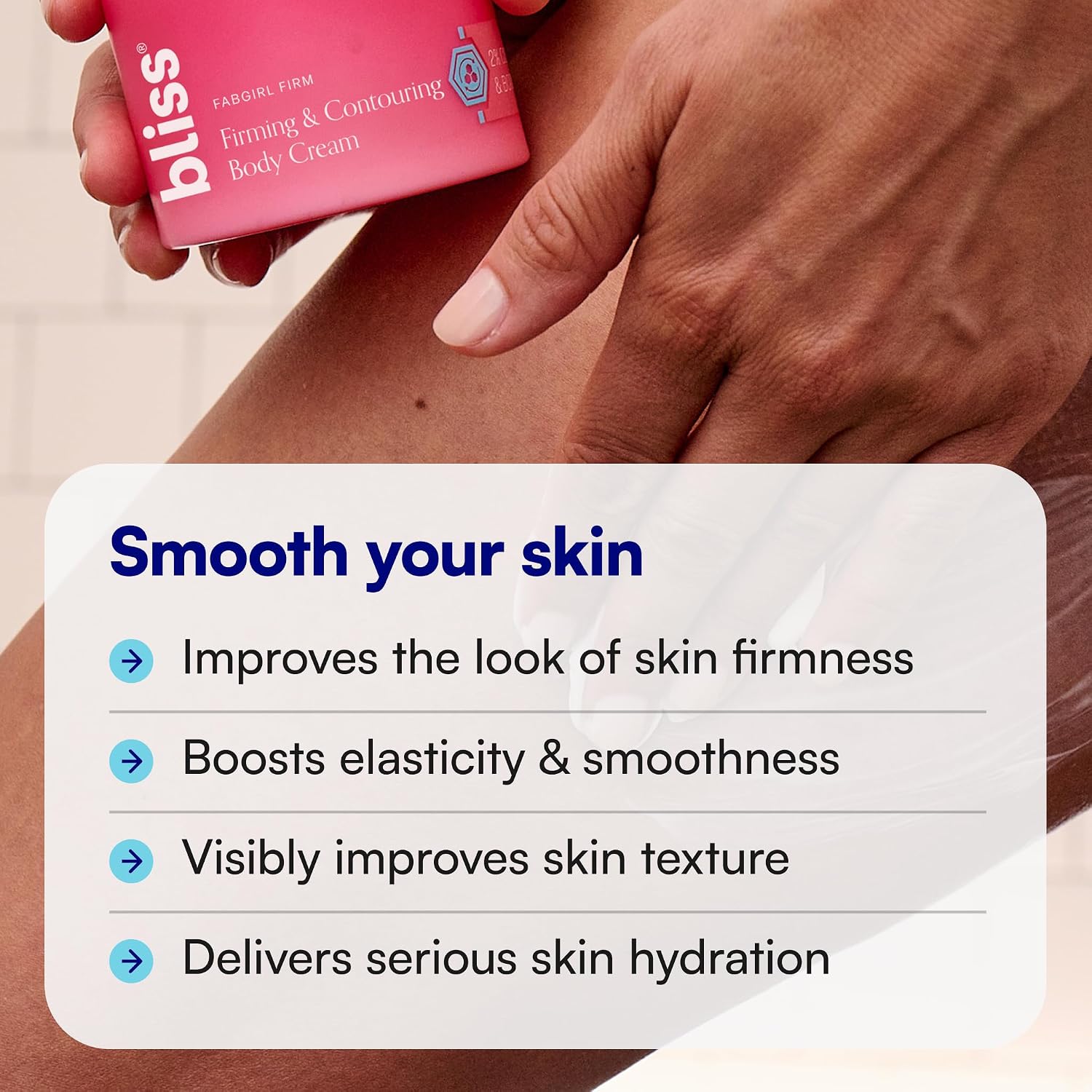 Bliss Fabgirl Firm Body Firming & Contouring Cream – Hydrating Skin Tightening Lotion With Collagen Amino Acids, Caffeine & Niacinamide - Improves Elasticity, Smoothness & Texture-For All Skin Types