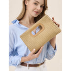 CHUNLI Chic Straw Clutch Purses for Women with Top Handle Summer Bag, Ideal Vacation Handbags and Woven Boho Beach Bags