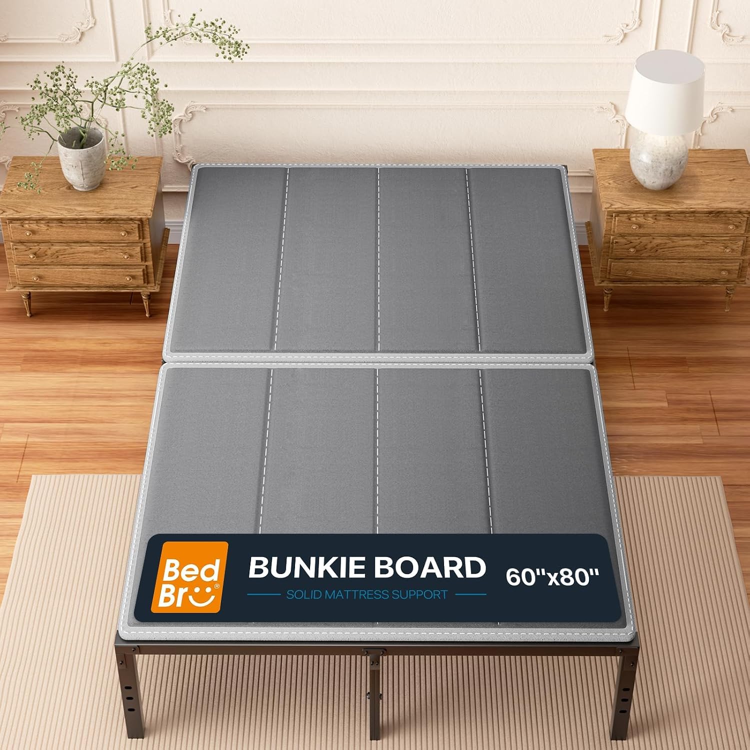 Bunkie Board Queen 10Mm (60" X 80") – Gray Under Mattress Support, Anti-Sag & Noise-Free,Platform & Slatted Beds. Breathable Low Profile Bed Board For Metal Frame