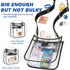 3 Pockets Large Clear Bag For Stadium Events With 2 Long Straps Purse For Women Crossbody Bag Concert Stadium Approved