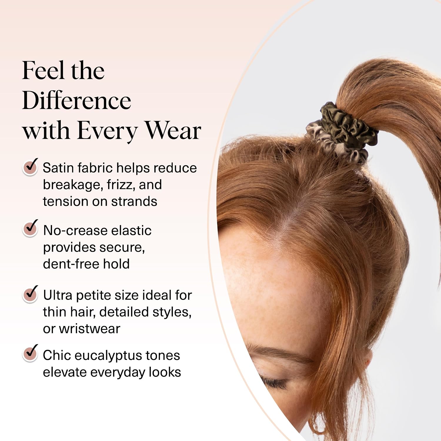 Kitsch Ultra-Petite Satin Scrunchies For Women - No Crease, Frizz-Free Sleep | Softer Than Silk Scrunchies Gentle On Hair Scrunchies For All Hair Types | Stylish Hair Accessories - Eucalyptus, 6Pcs