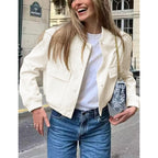 Womens Cropped Bomber Jacket Button Down Varsity Jackets Shackets With Pockets
