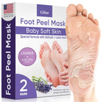 CÉLOR Foot Peeling Mask for Dry Cracked Feet | Foot Mask to Exfoliate Rough, Cracked, Dry Feet, Calluses for Soft Baby Feet Results | Made with Aloe Vera Extract for Women & Men (2 Pairs) | Lavender