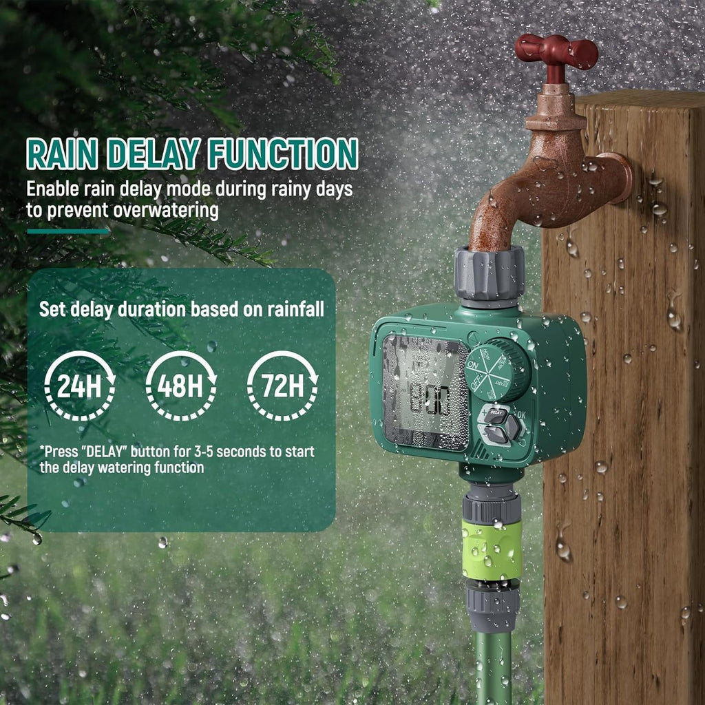 Sprinkler Timer: Programmable Hose Timer With Rain Delay/Manual/Automatic Watering System, Water Timers For Garden Hose, Digital Drip Irrigation For Yard Lawn Outdoor（1 Outlet）