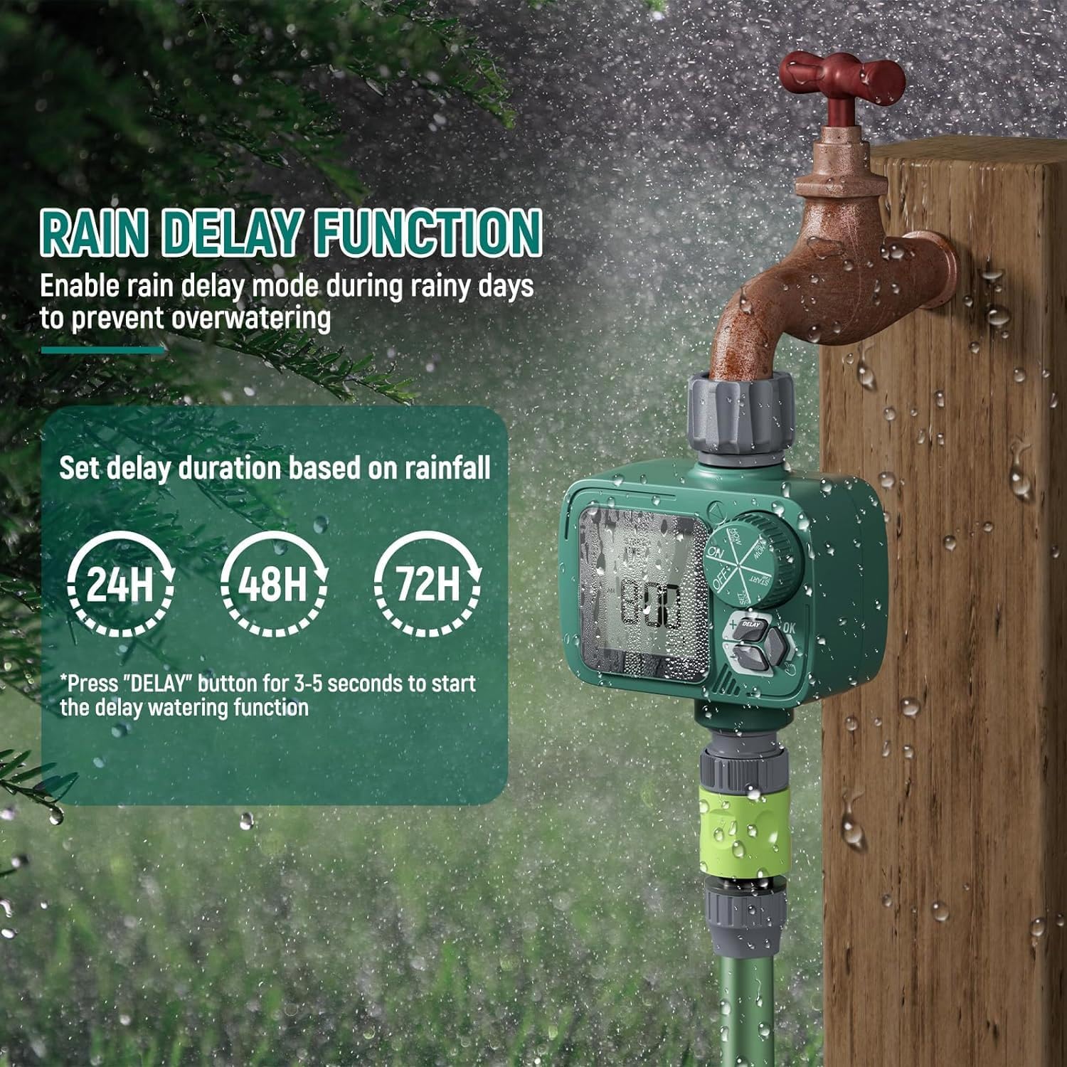 Sprinkler Timer: Programmable Hose Timer With Rain Delay/Manual/Automatic Watering System, Water Timers For Garden Hose, Digital Drip Irrigation For Yard Lawn Outdoor（1 Outlet）