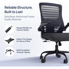 Office Desk Chair For Long Hours & Lower Back Pain Relief – 4“ Thick Molded Foam Cushion, Enhanced Lumbar Support, Padded Flip-Up Armrests, Ideal For Office Or Study, Black