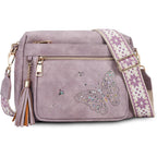 KITEVIUN Crossbody Bags for Women Trendy Leather Crossbody Purse Shoulder Handbags Butterfly Design