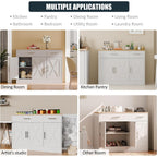 Kitchen Buffet Sideboard Cabinet With Storage, Farmhouse Kitchen Cabinet With 3 Doors And 2 Drawers, Coffee Bar Cabinet With Storage For Living Room, White