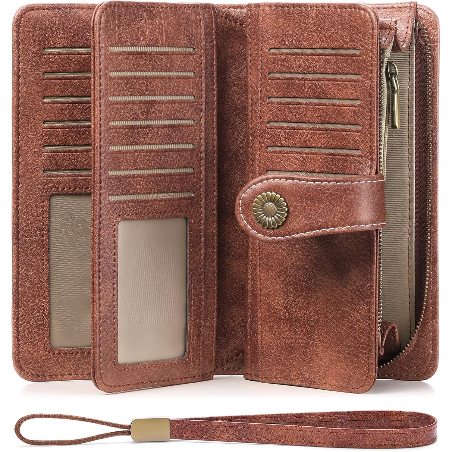 FALAN MULE Wallets for Women Trifold Wristlet Wallets Large Capacity RFID Blocking Ladies Purse Credit Card Holder
