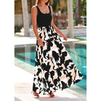Kirundo Women Summer Maxi Dress Boho Long Sundress, Sleeveless Floral Flowy A Line Scoop Neck Tank,Beach Vacation Resort Wear