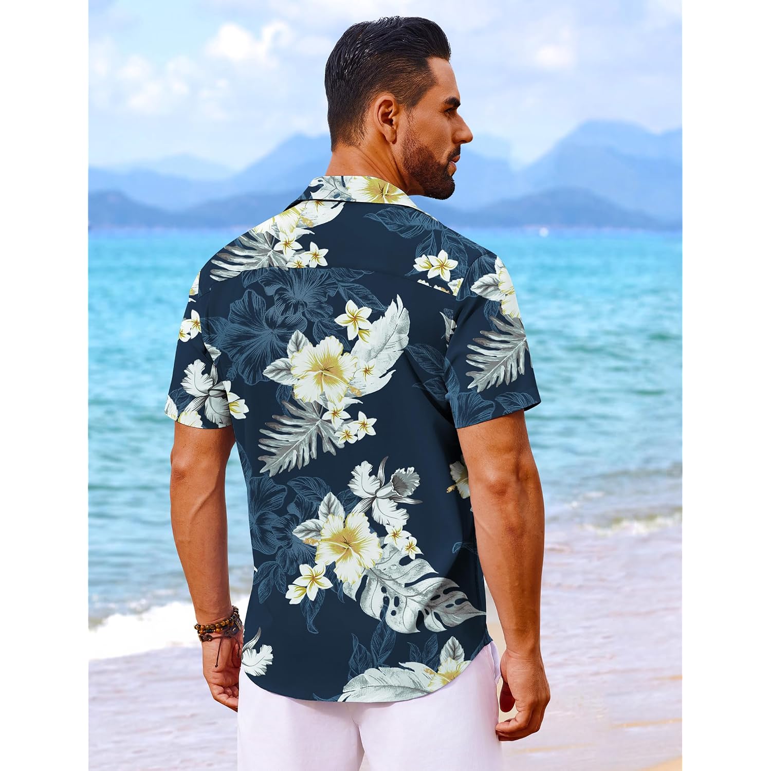 Coofandy Mens Hawaiian Shirt Short Sleeve Button Down Shirts Tropical Floral Summer Beach Shirts