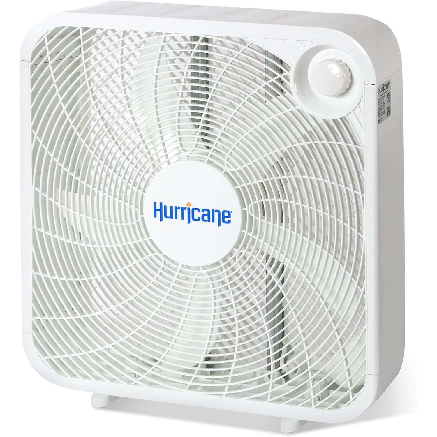 Hurricane Classic Floor Box Fan With 3 Speed Settings, White - 20In | Corded Portable Electric Air Cooling Unit W/ Powerful 2400 Cfm Airflow For Home, Garage, Office, Bedroom & Basement