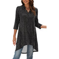 Women's 3/4 Sleeve Notch V Neck High Low Loose Fit Long Tunic Tops Shirts Blouses M-3XL