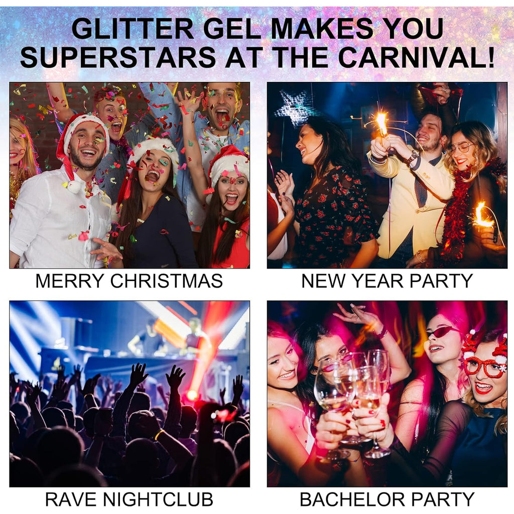 Body Glitter Gel, 6 Colors Body Face Glitter Gel Set For Skin & Hair, Shimmer Liquid Eyeshadow Festival Glitter Makeup, Sparkles Rave Accessories For Holiday, Concerts, Party, Mermaid Series Set