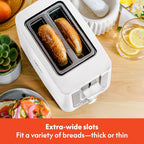 bella 2 Slice Toaster with Auto Shut Off - Extra Wide Slots & Removable Crumb Tray and Cancel, Defrost & Reheat Function - Toast Bread, Bagel & Waffle, White