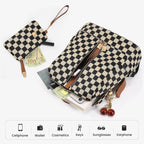 Small Backpack Purse For Women Checkered Back Pack Purses Ladies Backpack Handbags With Cherry Pendant Work Travel