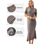 Arach&Cloz Women'S Wool Blend Lightweight Spring Casual T Shirts Maxi Dress 2026