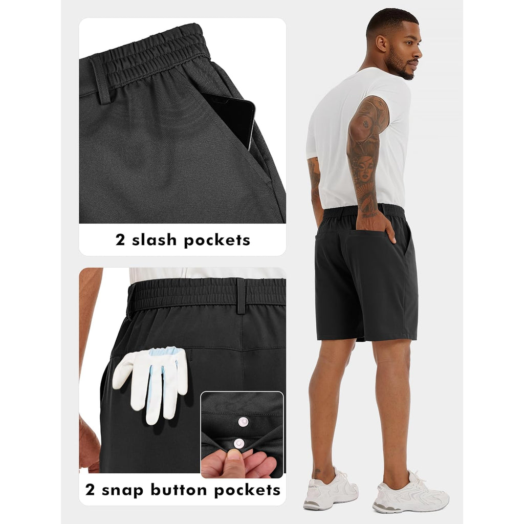 Mens Dress Golf Shorts 7 Inch Water Resistant Quick Dry 4 Pockets | Flat Front Chino Shorts,Sretch Lightweight Moisture Wicking,Classic Fit Suitable For Casual Daily,Office,Business And Work