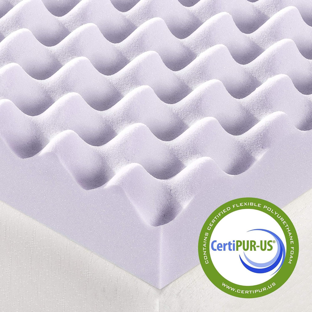 Best Price Mattress 3 Inch Egg Crate Memory Foam Mattress Topper with Soothing Lavender Infusion, CertiPUR-US Certified, Dorm Essentials, Twin