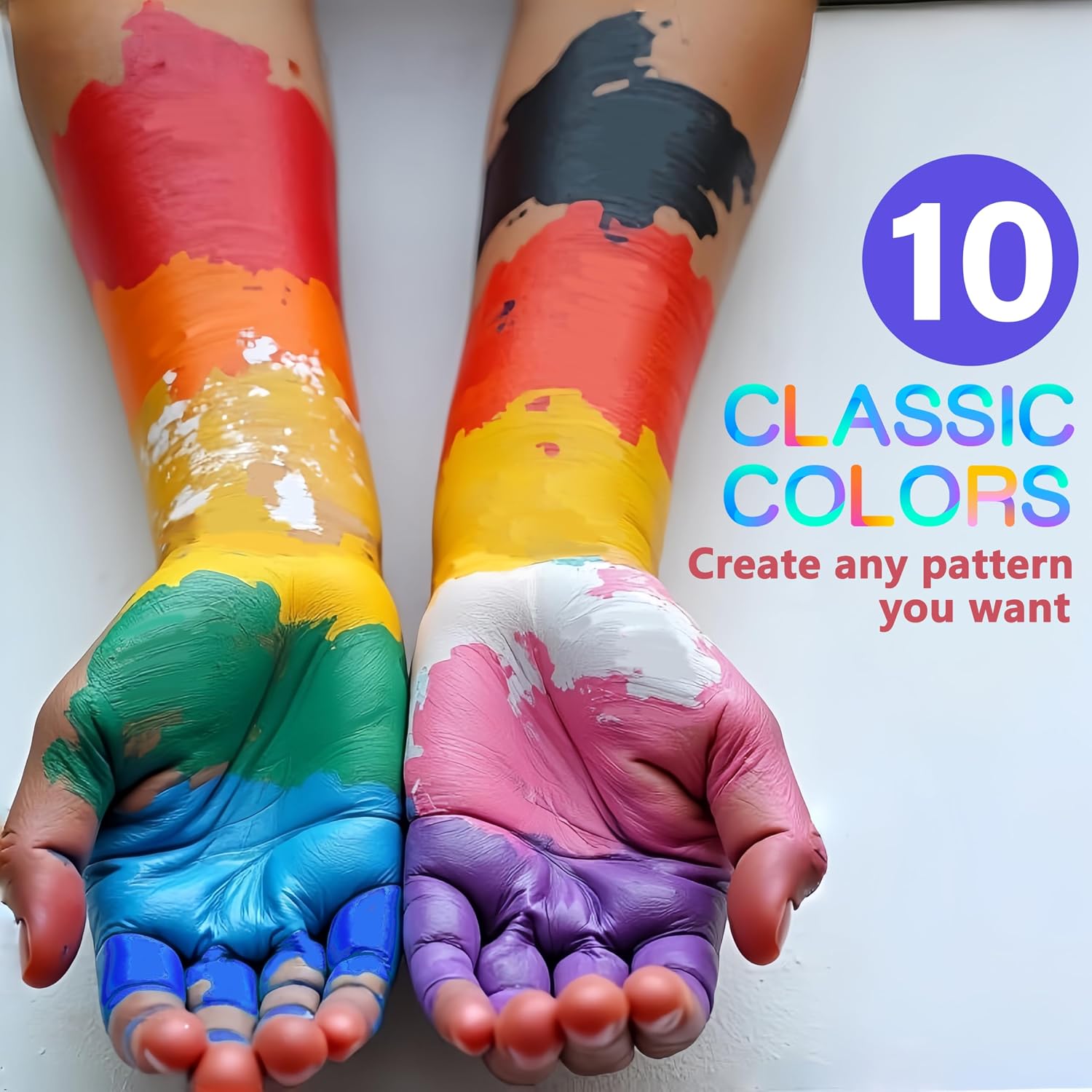 10 Colors Face Body Paint Set, Water Based Body Paint For Adults, Washable Face Paint Kit With Brushes & Sponges, Non-Toxic Face Painting For Halloween Party Cosplay Stage Makeup
