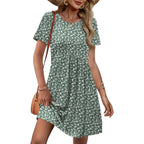 Ofeefan Spring Dresses For Women 2026 Short Sleeve Crew Neck Casual Dresses Empire Waist Maternity Dress With Pockets