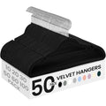 Songmics Velvet Hangers 50 Pack, Non-Slip Clothes Hangers, With Shoulder Notches, Pants Bar, 360° Swivel Hook, Space-Saving, For Closet, Ink Black Ucrf029B05